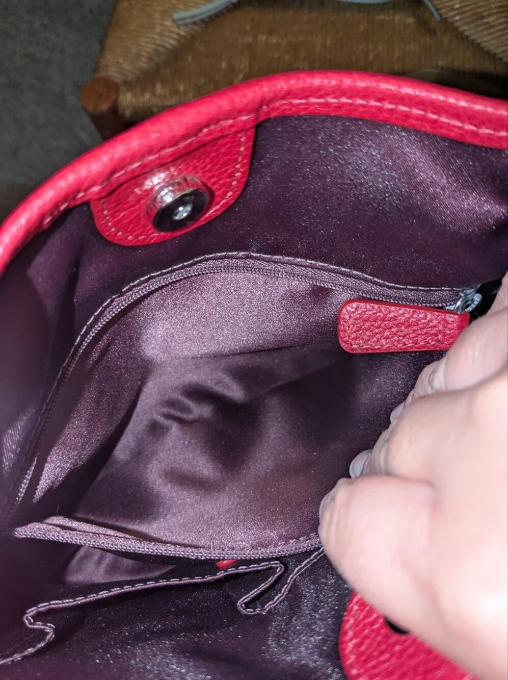 COACH Red Pebble Leather Purse w/Adjustable Shoulder Strap, Vintage, EUC!!!